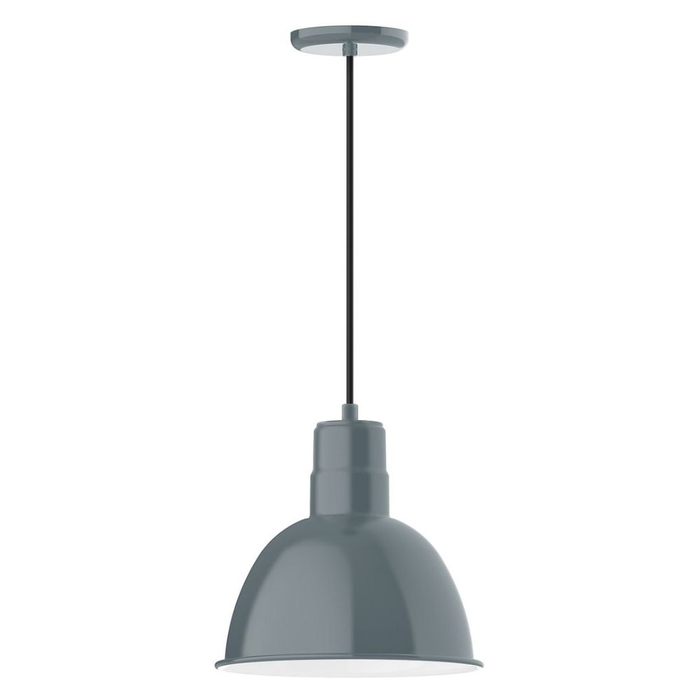 Montclair Lightworks PEB116-40-L12 12" Deep Bowl Shade, Led Pendant With Black Cord And Canopy, Slate Gray